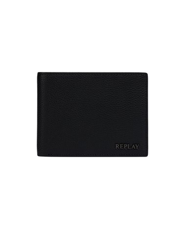 Replay crni preklopni novčanik s logotipom