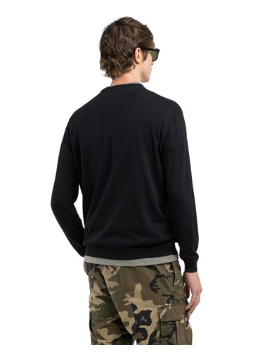 Replay CRNI PULOVER REGULARNOG KROJA S IZVEZENIM SLOVOM R - 3