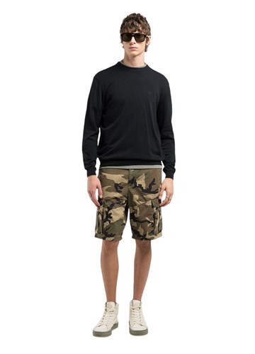 Replay CRNI PULOVER REGULARNOG KROJA S IZVEZENIM SLOVOM R - 4