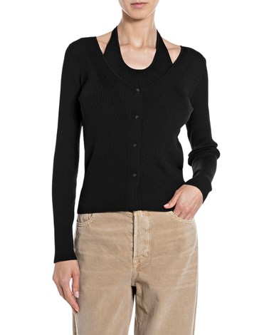 Replay crni pulover s detaljem oko vrata