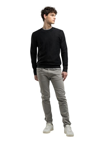 Replay CRNI REGULAR FIT PULOVER S VEZENIM DETALJIMA - 1