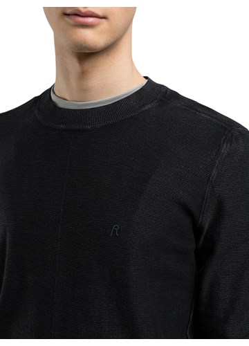 Replay CRNI REGULAR FIT PULOVER S VEZENIM DETALJIMA - 3