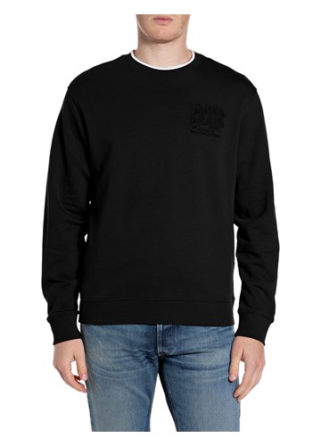 Replay CRNI SWEATSHIRT OD FROTIRA S IZVEZENIM LOGOTIPOM - 1