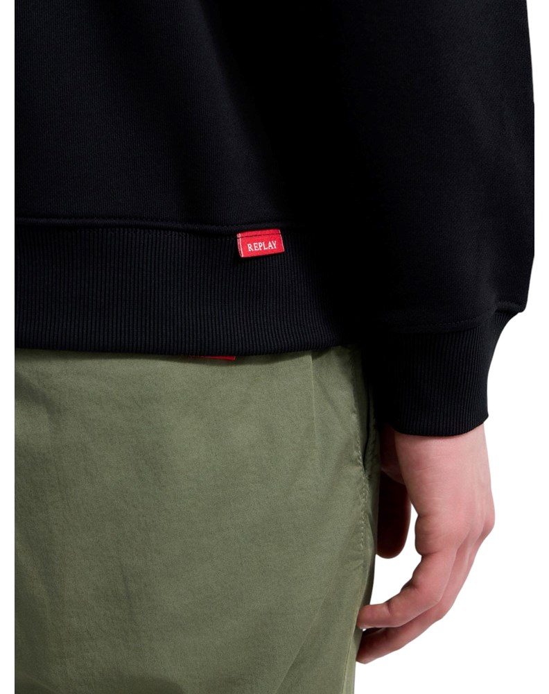 Replay CRNI SWEATSHIRT OD FROTIRA S IZVEZENIM SLOVOM R - 6