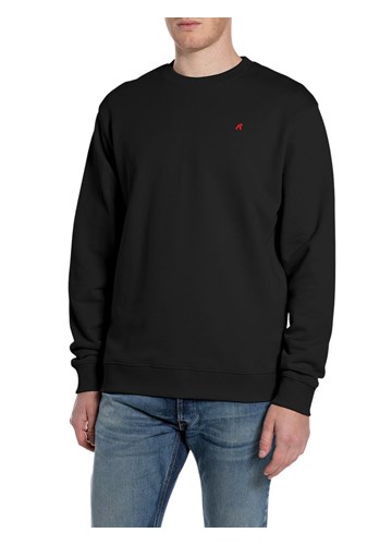 Replay CRNI SWEATSHIRT OD FROTIRA S IZVEZENIM SLOVOM R - 1