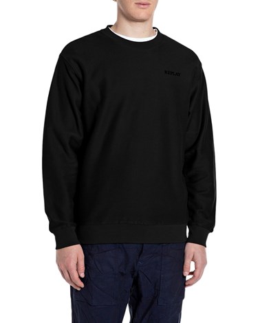Replay crni sweatshirt od žerseja s replay natpisom