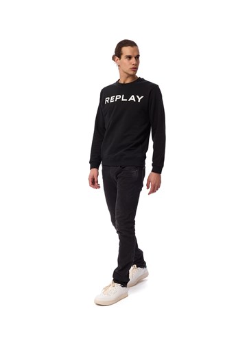Replay CRNI SWEATSHIRT S CLASSIC REPLAY PRINTOM U KONTRASTNOJ BOJI - 1