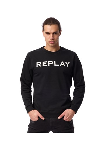 Replay CRNI SWEATSHIRT S CLASSIC REPLAY PRINTOM U KONTRASTNOJ BOJI - 2