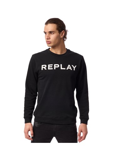 Replay CRNI SWEATSHIRT S CLASSIC REPLAY PRINTOM U KONTRASTNOJ BOJI - 3