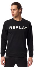 CRNI SWEATSHIRT S CLASSIC REPLAY PRINTOM U KONTRASTNOJ BOJI - 3