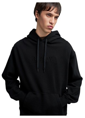 Replay CRNI SWEATSHIRT IZVEZENIM REPLAY NATPISOM - 5