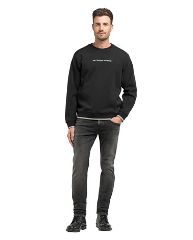 Replay crni sweatshirt s izvezenim natpisom
