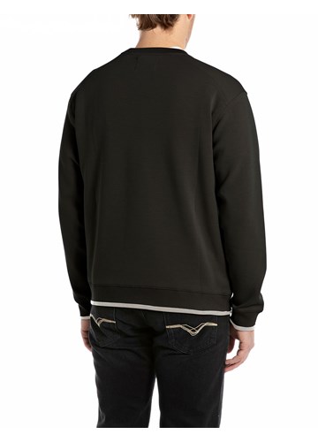 Replay CRNI SWEATSHIRT S IZVEZENIM NATPISOM - 2