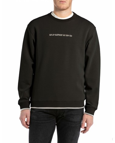 Replay crni sweatshirt s izvezenim natpisom