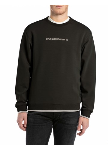 Replay CRNI SWEATSHIRT S IZVEZENIM NATPISOM - 1