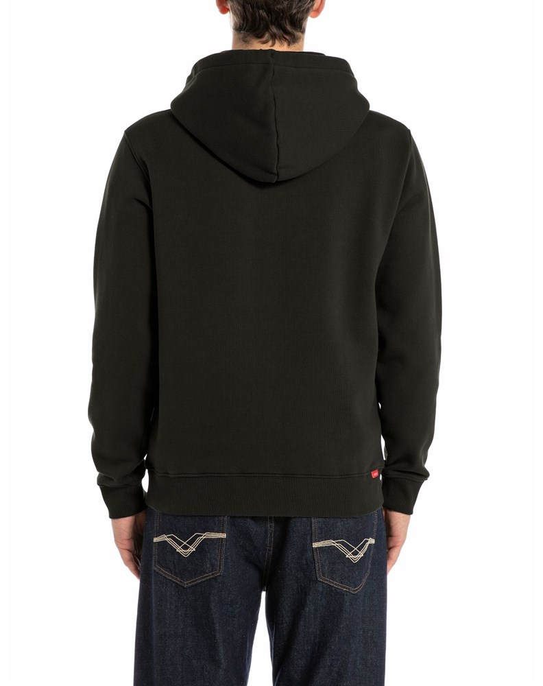 Replay CRNI SWEATSHIRT S KAPULJAČOM I IZVEZENIM SLOVOM R - 2