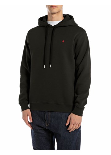 Replay CRNI SWEATSHIRT S KAPULJAČOM I IZVEZENIM SLOVOM R - 1