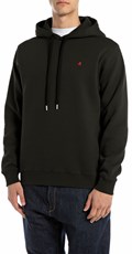 CRNI SWEATSHIRT S KAPULJAČOM I IZVEZENIM SLOVOM R - 1