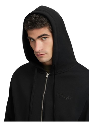 Replay CRNI SWEATSHIRT S KAPULJAČOM I ZATVARAČEM - 5