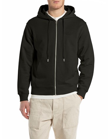 Replay crni sweatshirt s kapuljačom i zatvaračem