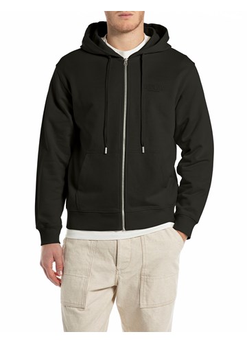 Replay CRNI SWEATSHIRT S KAPULJAČOM I ZATVARAČEM - 1