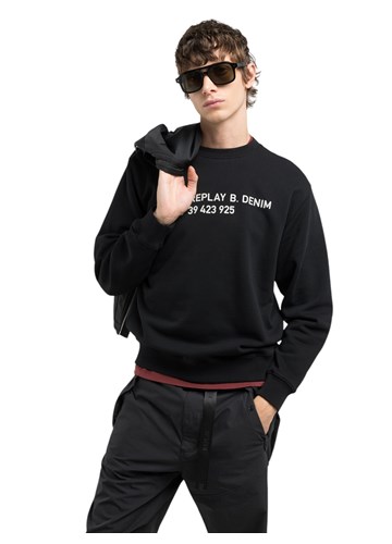 Replay CRNI SWEATSHIRT S KONTRASTNIM NATPISOM - 1