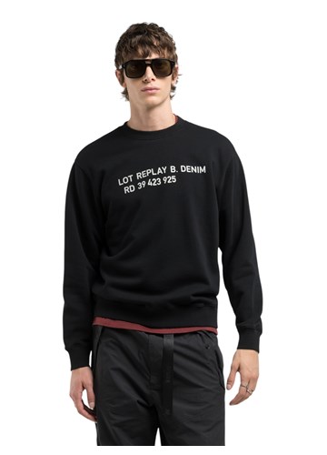 Replay CRNI SWEATSHIRT S KONTRASTNIM NATPISOM - 2