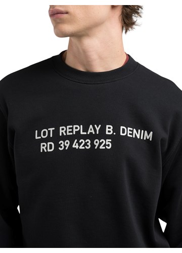 Replay CRNI SWEATSHIRT S KONTRASTNIM NATPISOM - 5