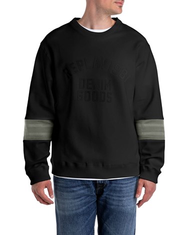 M3000  23655 Replay crni sweatshirt s printom i detaljima na rukavima Replay crni sweatshirt s printom i detaljima na rukavima