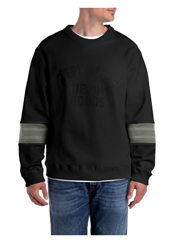 Replay CRNI SWEATSHIRT S PRINTOM I DETALJIMA NA RUKAVIMA - 1 Replay CRNI SWEATSHIRT S PRINTOM I DETALJIMA NA RUKAVIMA - 1