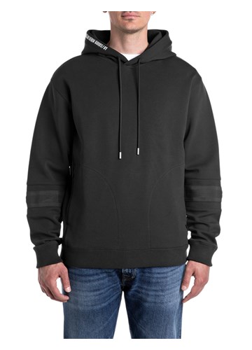 Replay CRNI SWEATSHIRT S PRINTOM NA KAPULJAČI - 1
