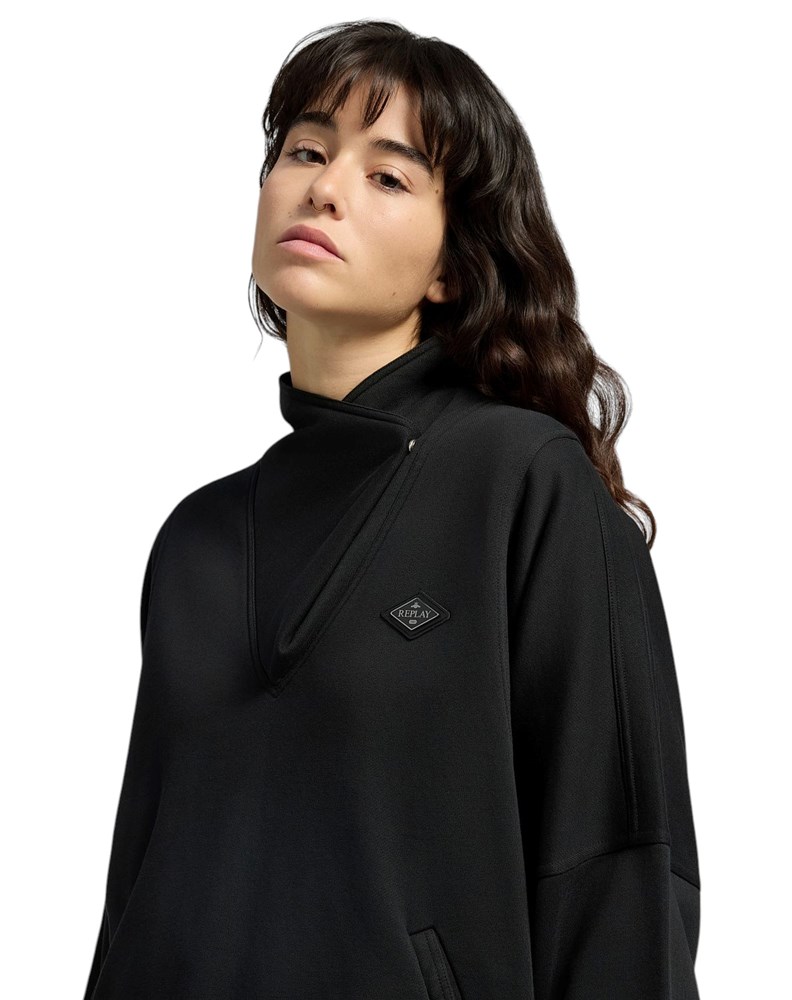 Replay CRNI SWEATSHIRT S VISOKIM OVRATNIKOM - 5