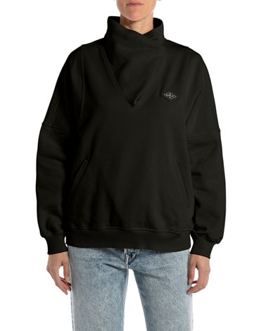 Replay crni sweatshirt s visokim ovratnikom