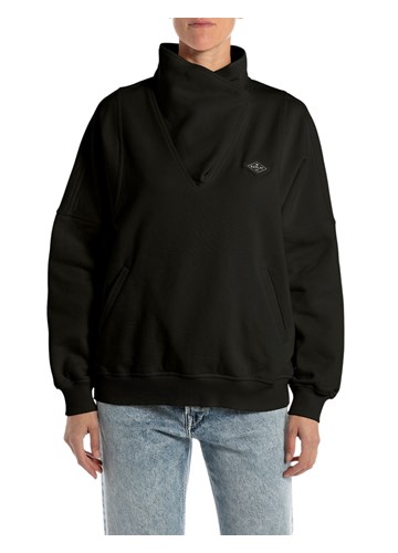 Replay CRNI SWEATSHIRT S VISOKIM OVRATNIKOM - 1