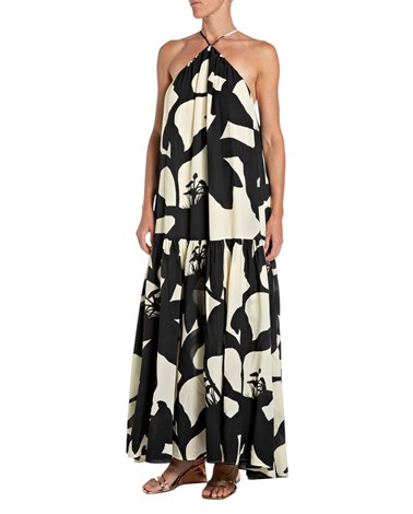 Replay crno bijela maxi haljina s velikim cvjetnim printom