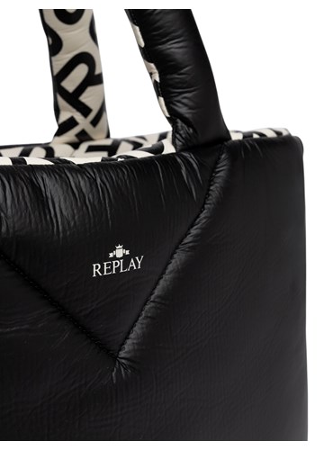 Replay CRNOBIJELA VELIKA TORBA S MINI TORBOM - 8