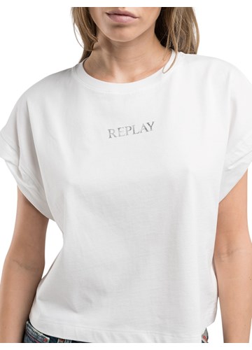 Replay CROPPED MAJICA KRATKIH RUKAVA S PRINTOM LOGOTIPA - 5