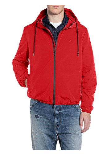 Replay CRVENA JAKNA S KAPULJAČOM I R LOGOTIPOM - 1