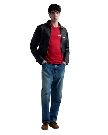 Replay crvena pamučna majica s grafičkim logotipom