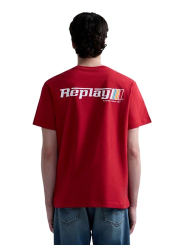 Replay CRVENA PAMUČNA MAJICA S GRAFIČKIM LOGOTIPOM - 3