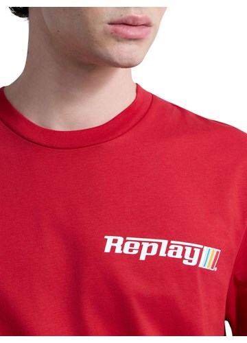 Replay CRVENA PAMUČNA MAJICA S GRAFIČKIM LOGOTIPOM - 6