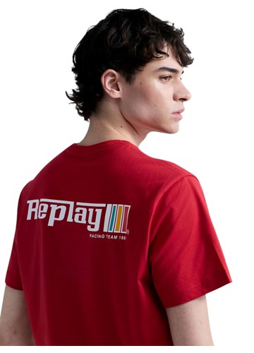 Replay CRVENA PAMUČNA MAJICA S GRAFIČKIM LOGOTIPOM - 7
