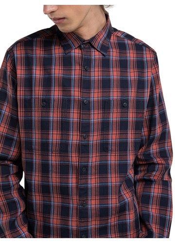 Replay CRVENA KARIRANA KOŠULJA OPUŠTENOG KROJA - 2