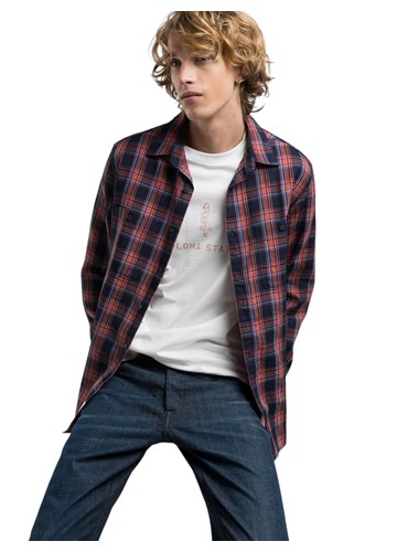 Replay CRVENA KARIRANA KOŠULJA OPUŠTENOG KROJA - 4