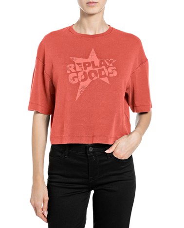 Replay crvena kraća majica s printom zvijezde i natpisom