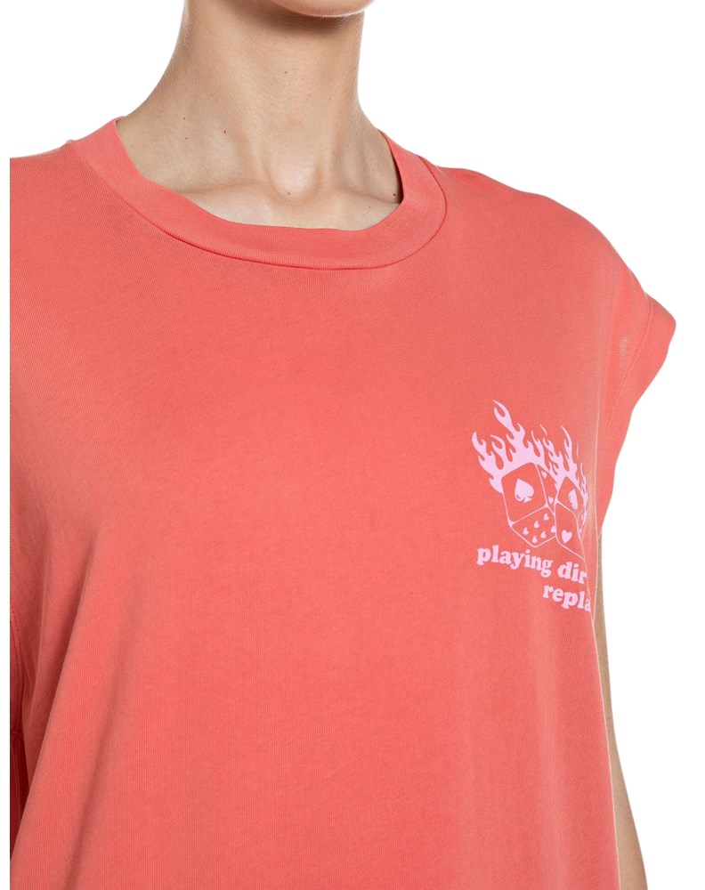 Replay CRVENA MAJICA BOYFIT KROJA S PRINTOM - 4