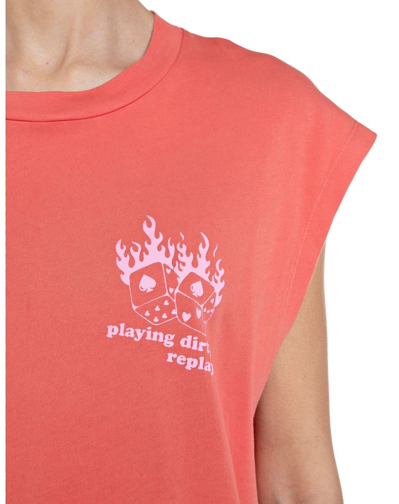 Replay CRVENA MAJICA BOYFIT KROJA S PRINTOM - 3