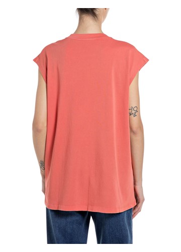 Replay CRVENA MAJICA BOYFIT KROJA S PRINTOM - 2