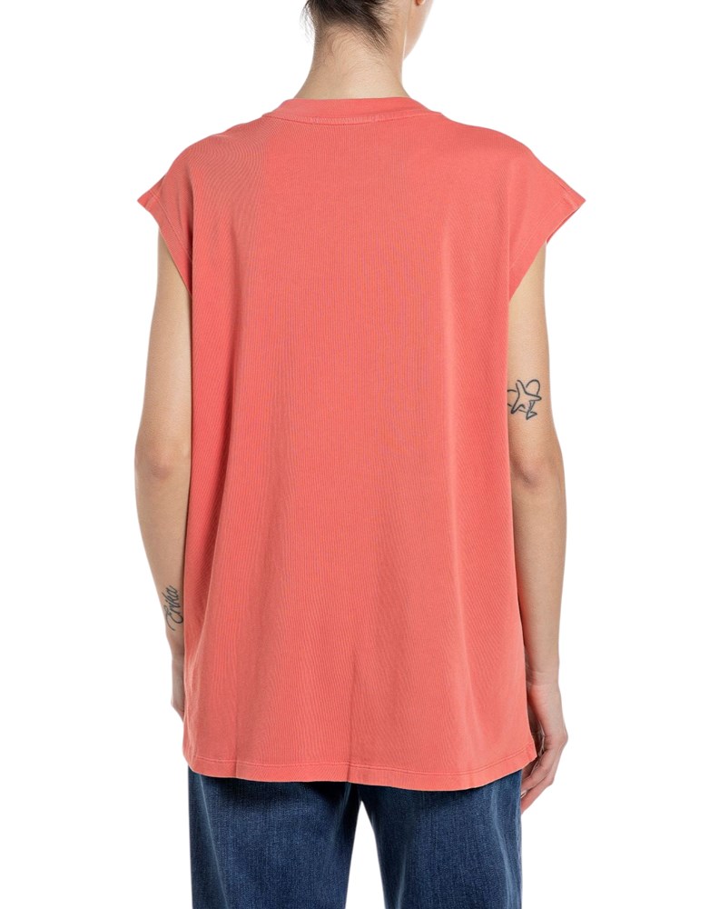 Replay CRVENA MAJICA BOYFIT KROJA S PRINTOM - 2
