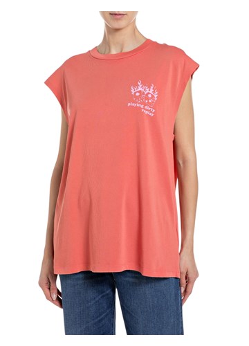 Replay CRVENA MAJICA BOYFIT KROJA S PRINTOM - 1